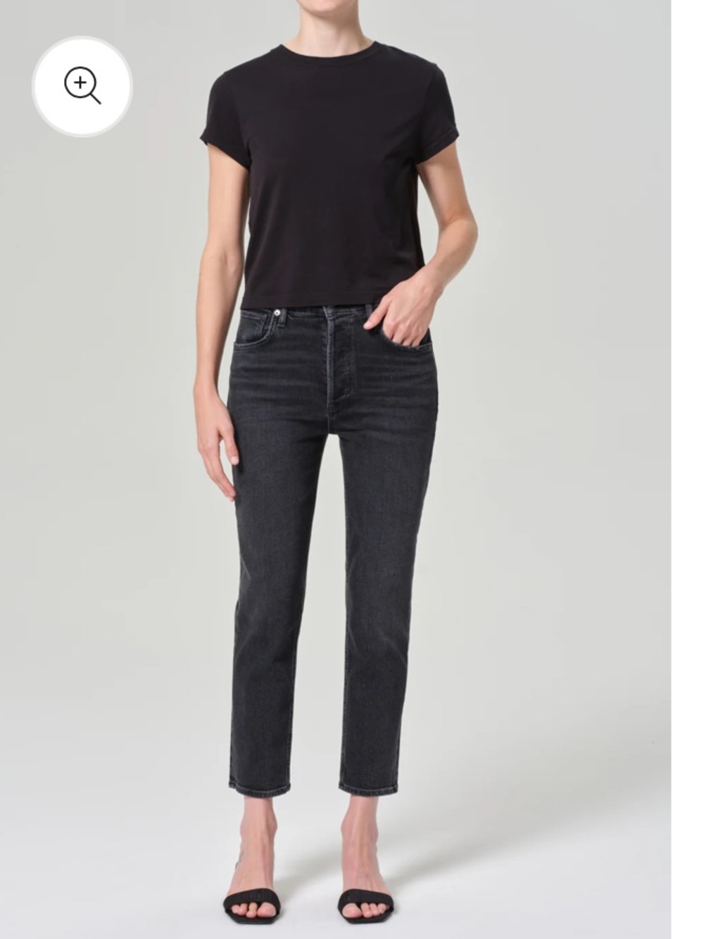 Agolde Washed Black Cropped Tapered Jeans